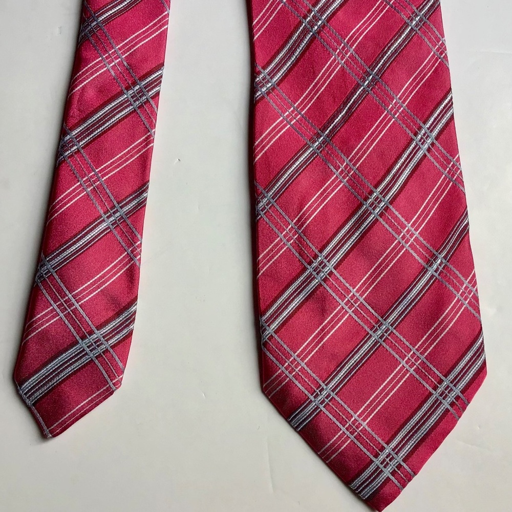 FERAUD pink with brown striped pattern all silk tie made in Italy 🇮🇹